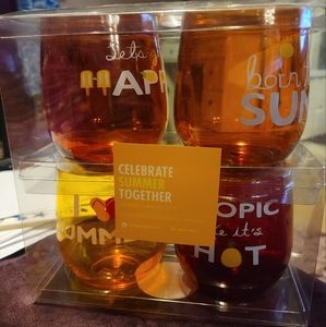 Celebrate Summer Together Acrylic Stemless Wine Tumblers Set of 4